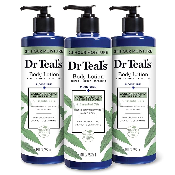 Dr Teal's Body Lotion, Cannabis Sativa Hemp Seed Oil & Essential Oils, 18 fl oz by DrTeals