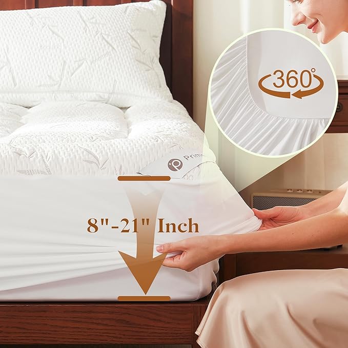 PRIMESOFT 100% Waterproof Twin Size Mattress Topper, Thick Pillow Top Mattress - Image 6