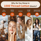 LBRO2M 1000 Thread Count 100% Egyptian Cotton Sheets Set Twin XL, 3 Piece Sets - Image 4