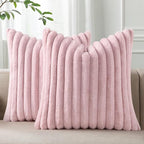 Pallene Faux Fur Plush Throw Pillow Covers 22x22 Set of 2, Luxury Soft Fluffy by PALLENE