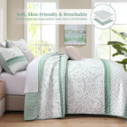 Quilt Set Queen Size, 3 Piece Soft Lightweight Microfiber Quilt Bedding Set - Image 4