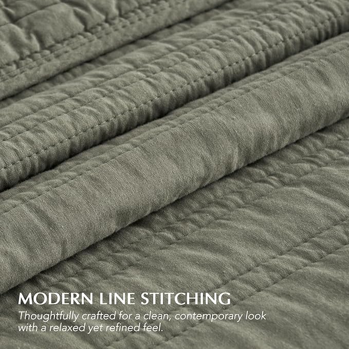 EVERGRACEHOME 100% Cotton Modern Lines Quilt Set King Size, Pre-Washed Soft - Image 4