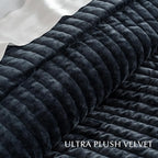 EVERGRACE Velvet Quilt Set Queen Size, Luxurious Soft Striped Channel Bedding - Image 5