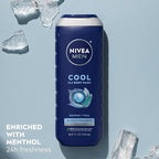 NIVEA MEN Cool Body Wash, Icy Menthol and Yuzu Scent, 3-in-1 Men's Body Wash - Image 4