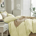 JELLYMONI Light Yellow Duvet Cover King Size, Soft Breathable Seersucker Duvet - Image 7