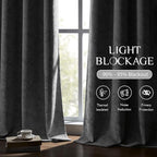 Beauoop Grey Floral Jacquard Blackout Curtains 84 Inches Long 2 Panels - Image 4
