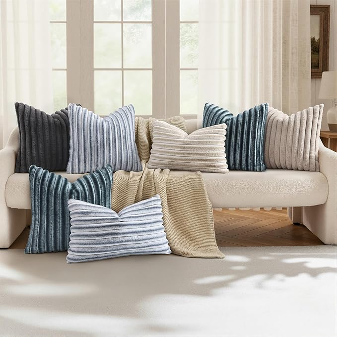 decorUhome Cozy Faux Fur Throw Pillow Covers 20x20 Set of 2 Decorative Soft - Image 5