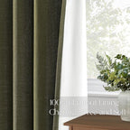 Topfinel Olive Green 102 Inches Long Custom Blackout Linen Curtains, Pinch - Image 5