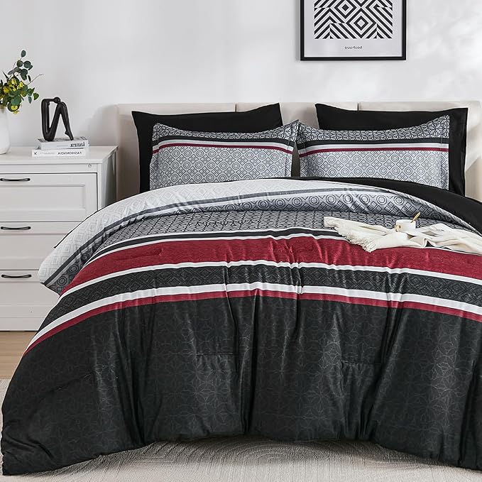 WONGS BEDDING 7 Pieces Comforter Set Queen Size - Image 8