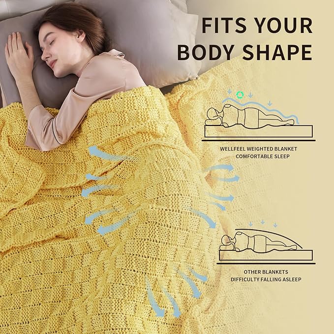 Knitted Weighted Blanket for Adult, No Beads Heavy Blanket 50” x 60'' 7lbs - Image 3