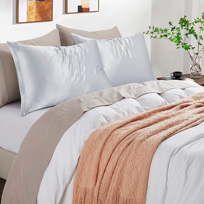 Satin Pillowcases with Zipper （20x30）, Queen Size Pillowcases Set of 2 - Image 2