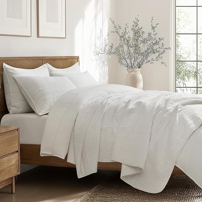 EVERGRACEHOME 100% Cotton Modern Lines Quilt Set Queen Size, Pre-Washed Soft - Image 5
