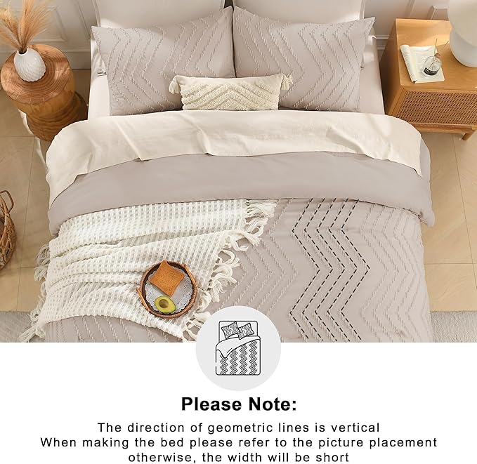 Andency Linen Comforter Set Queen Size, Boho Soft Warm Tufted Bedding Comforter - Image 5