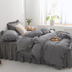 MKXI Black and White Gingham Duvet Cover Queen, 3-Piece Ruffled Bedding Set - Image 6
