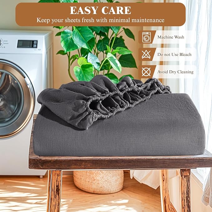SONORO KATE 100% French Linen Fitted Sheet - Image 7