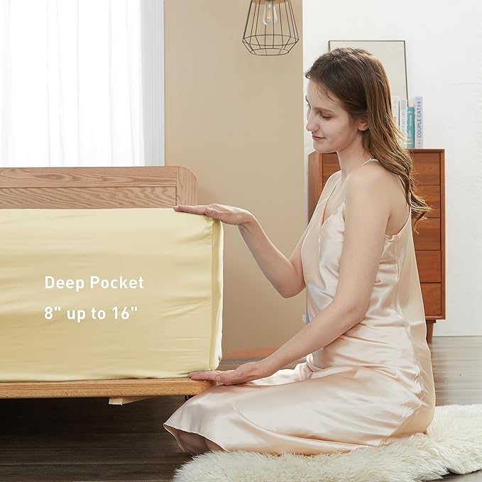 Sunflower King Fitted Sheet, 1-Piece Deep Pocket Fitted Bottom Sheet 16" - Image 3