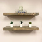 URBANDI, Rustic Floating Shelves, Hidden Bracket, Solid Wood, Heavy Duty - Image 4