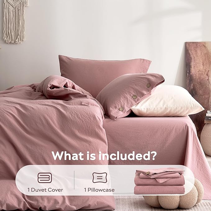 JELLYMONI 100% Washed Cotton Duvet Cover Twin – Soft, Breathable Linen-Look - Image 7