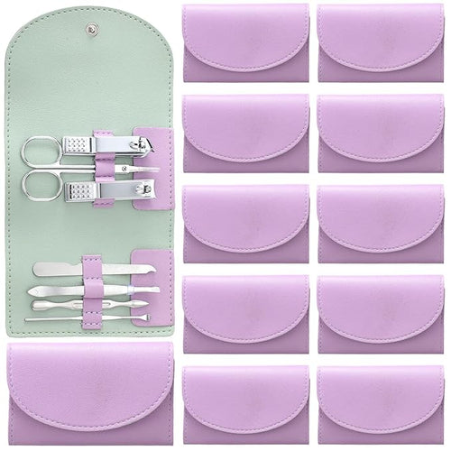 12 Set Manicure Set Bulk Mini Manicure Nail Clipper Kit 7 in 1 Stainless Steel by Lanties