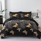 Yogeneg 7 Piece Bed in a Bag Queen Size Comforter Set Black Bedding Set by YOGENEG