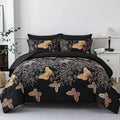 Yogeneg 5 Piece Bed in a Bag Twin Size Comforter Set Black Bedding Set by YOGENEG