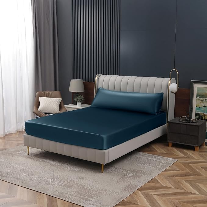 Homiest Deep Sea Blue Satin Fitted Sheet - Image 7