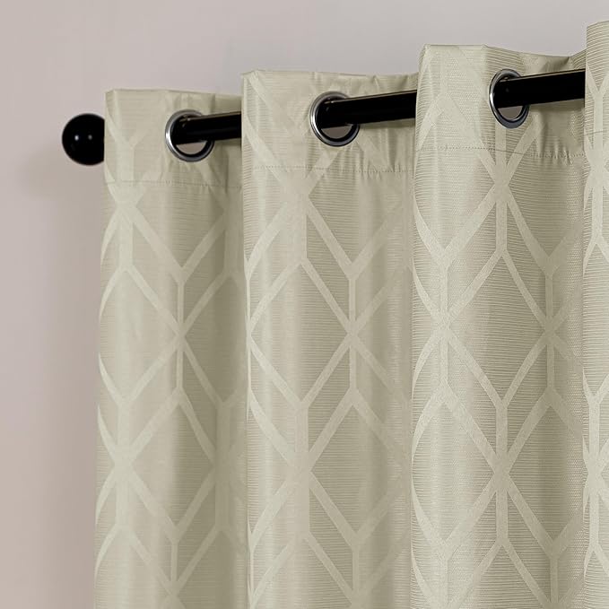 Amazon Basics Jacquard 2-Piece 100% Blackout Curtains, Living Room and Bedroom - Image 2