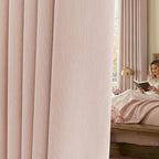 jinchan Chenille Blackout Curtains 108 Inches Long Light Pink Thermal Insulated by JINCHAN