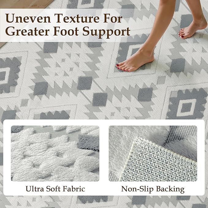 Ivory Grey 8x10 Area Rug Washable Living Room Moroccan Shag Carpet Non Slip - Image 2