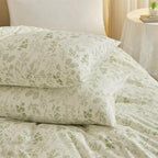 mixinni Girls Boho Green Floral Duvet Cover Set Twin Size Cotton Soft Aesthetic - Image 6