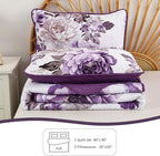 WONGS BEDDING Floral Quilt Set Purple Full, Quilted Printed Lightweight - Image 7