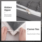 WARMDERN Gray Boho Duvet Cover Set, Striped Textured Tufted Bedding, Twin Size - Image 5