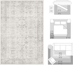 FMFUNCTEX 2x6 Runner Rug Grey Vintage Neutral Washable Distressed Non Slip Low - Image 2