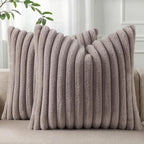 Pallene Faux Fur Plush Throw Pillow Covers 22x22 Set of 2, Luxury Soft Fluffy by PALLENE