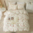 mixinni Boho Red Floral Girl Duvet Cover Set, Soft Cotton King Size 3-Piece - Image 5