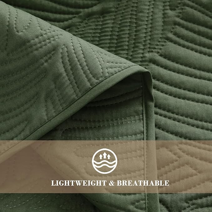 Exclusivo Mezcla Queen Quilt Bedding Set, Lightweight Olive Green Quilts Queen - Image 4