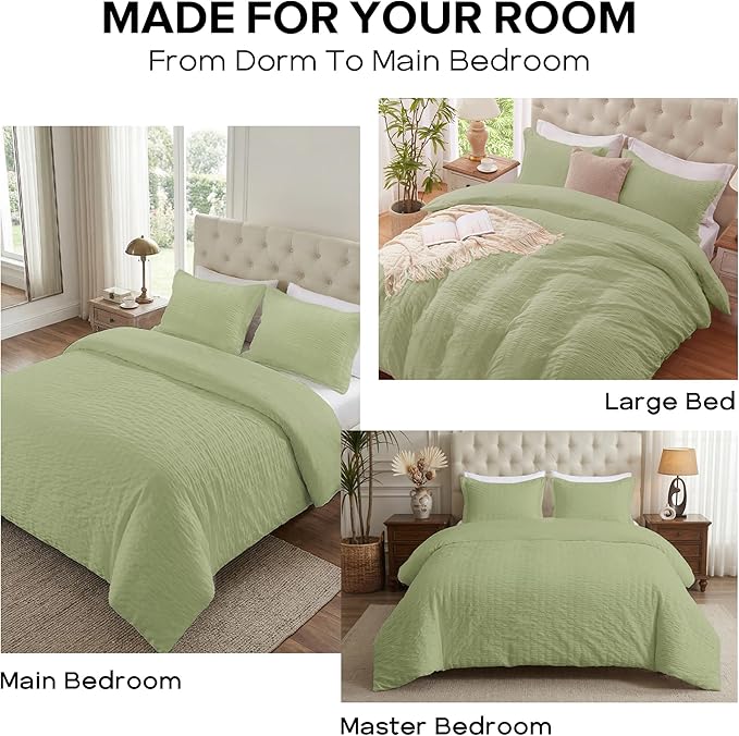 Cozyide Green Duvet Cover King Size, 3 Pieces Bedding Duvet Covers, Soft - Image 7