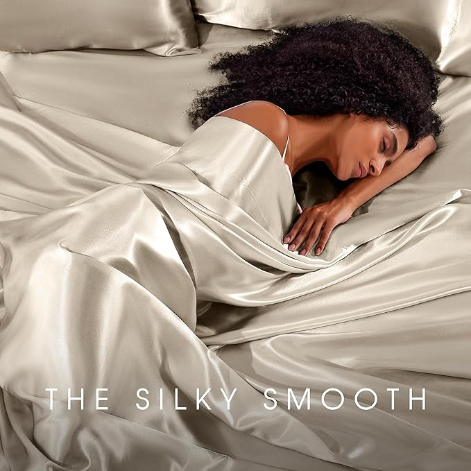 FreshCulture Satin Sheets Queen Size Bed Set- 4 Piece Luxury Soft Silky Queen - Image 6