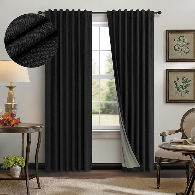 72 Inch Blackout Curtains for Living Room 2 Panel Burg Complete Black Out by Pitalk