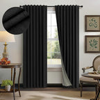 72 Inch Blackout Curtains for Living Room 2 Panel Burg Complete Black Out by Pitalk