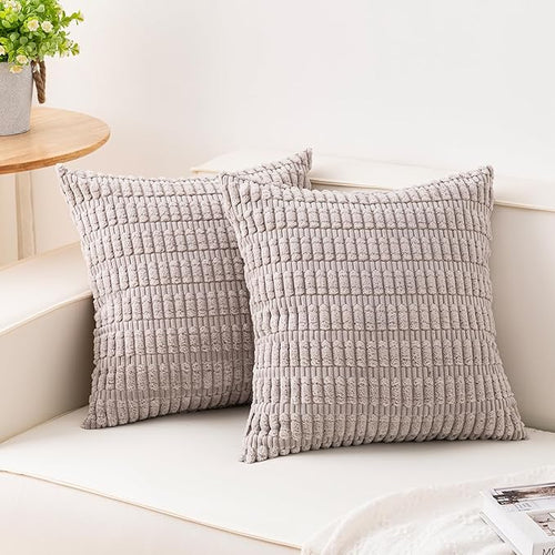 Aegero Pack of 2 Corduroy Decorative Throw Pillow Covers 18x18 Inch Soft by Unknown
