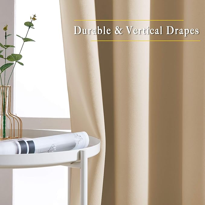 NICETOWN Beige Room Darkening Curtains Blackout 30 inch Curtains - Image 5