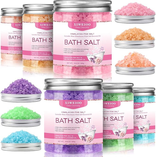 6 Pack Bath Salt KIT for Soaking Himalayan Pink Salt Lavender Orange Rose Pink by XIWEIOOFOOTSOAK