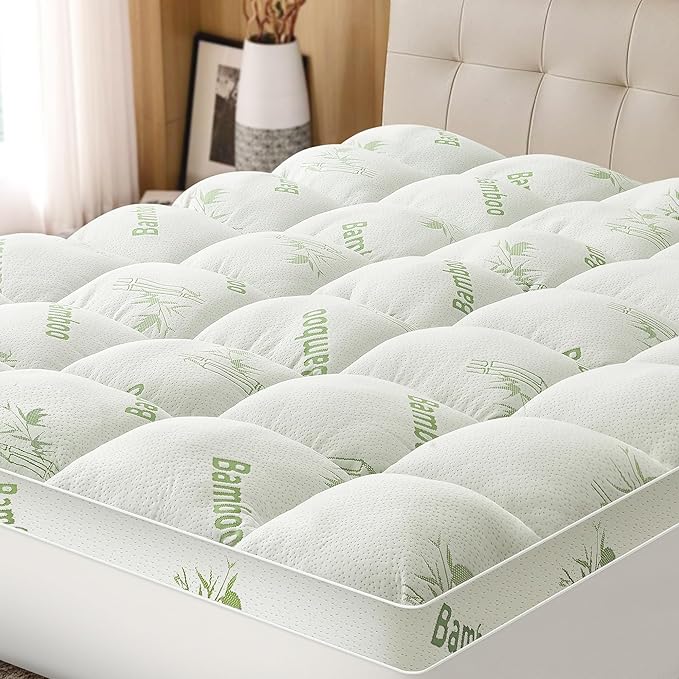 Mattress Topper Twin XL Size Viscose Derived from Bamboo, Thick Soft Pillow Top by Easthome