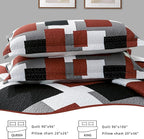 Tyrot 3 Piece Burnt Orange Grey Quilt Set Full/Queen Size Black White Gray - Image 7