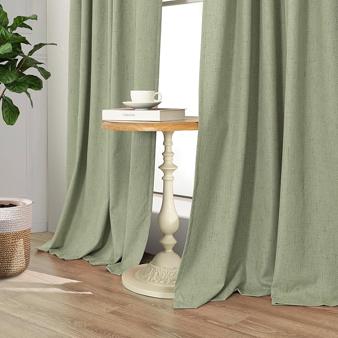 Light Sage Green Back Tab Blackout Curtains - Image 9