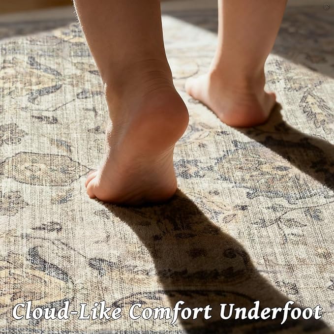 Washable 3x5 Entryway Rug, Boho Non-Slip Vintage Distress Small Rugs - Image 4