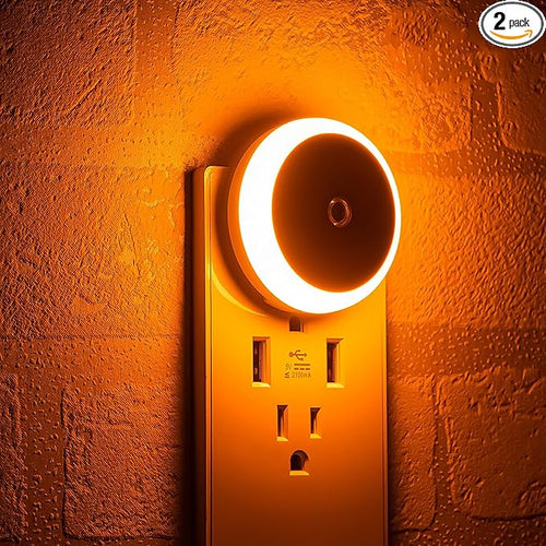 Amber Night Light Plug in, Dusk to Dawn Sensor, Automatic Nightlight, Energy by myCozyLite