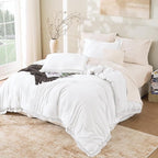 Andency White Comforter Set Twin Size, 2 Pieces Boho Lightweight Tassel Bedding - Image 6