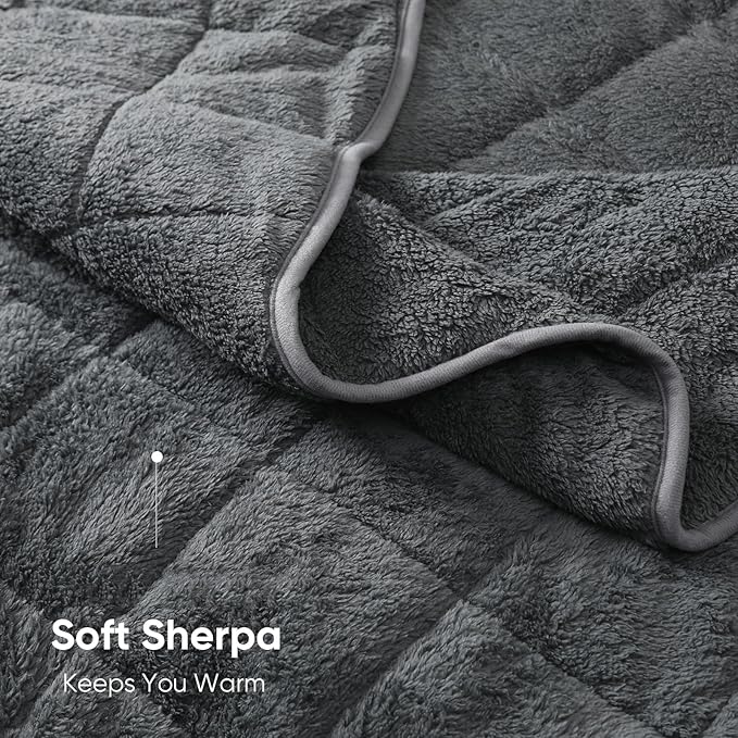 Sherpa Weighted Blanket for Adults, 15 lbs Furry Bed Blanket for Deep Sleep - Image 2